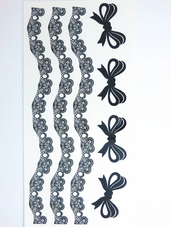 waterproof temporary tattoo stickers black lace bows designs waterproof temporary tattoo stickers black lace bows designs
