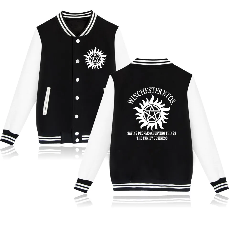 

supernatural print fashion hip hop street style Baseball Jacket men women Hoodies Sweatshirts casual harajuku Jackets coats tops