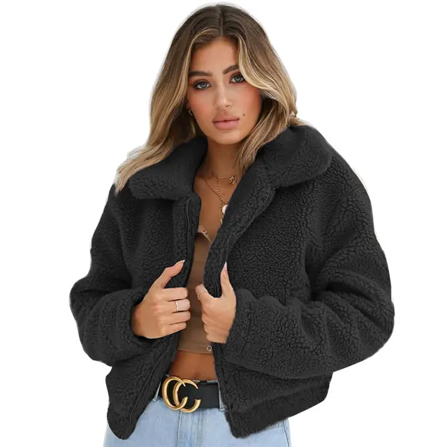 LALAIKAI High Street Teddy Fur Coat Women Turn Down Collar Winter Warm ...