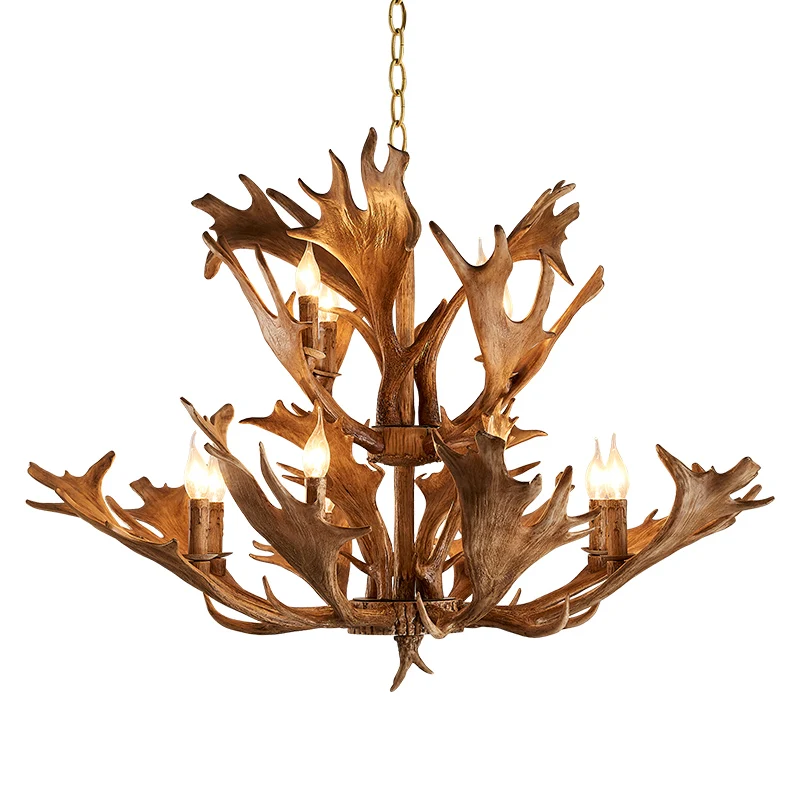 

Retro Antler Chandelier Creative Resin Suspension retro Lamp E14 For living room bedroom cafe decoration Home lighting PA0130