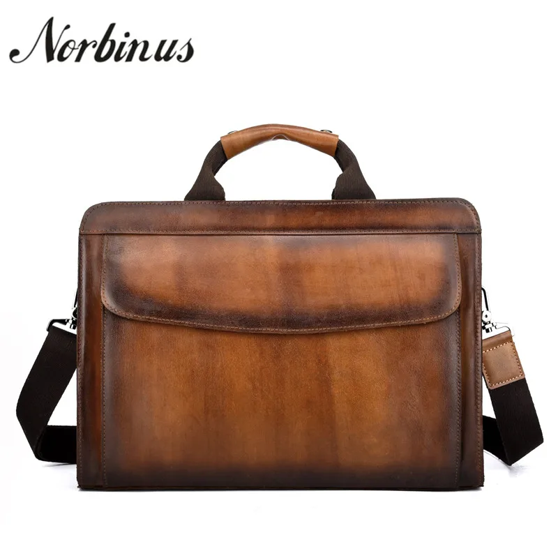 

Norbinus 2018 Men's Genuine Leather Handbags Cowhide High-Capacity Shoulder Bags Business Laptop Bag Male Briefcase Document Bag