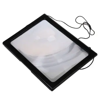 

Ultrathin A4 Full Page Large PVC Magnifier 3X Foldable Magnifying Glass Loupe Hands Free for Reading with 4 LED Lights