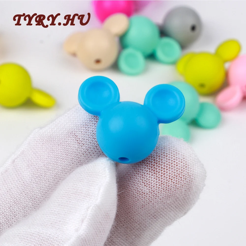

TYRY.HU Silicone Beads Mickey Mouse Shape 50Pcs/lot BPA Free for Making Baby Teething Beads Necklace Nursing Baby Teether Toy