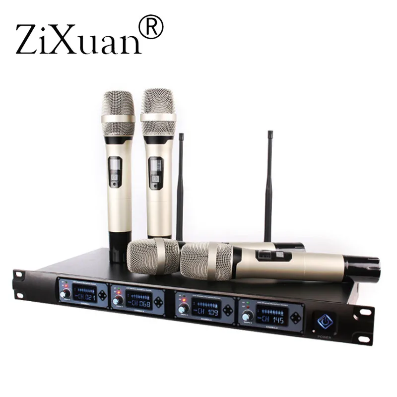 

Wireless Microphone System U4000T Professional Microphone 4 Channel UHF Dynamic Professional 4 Handheld Microphone + Karaoke