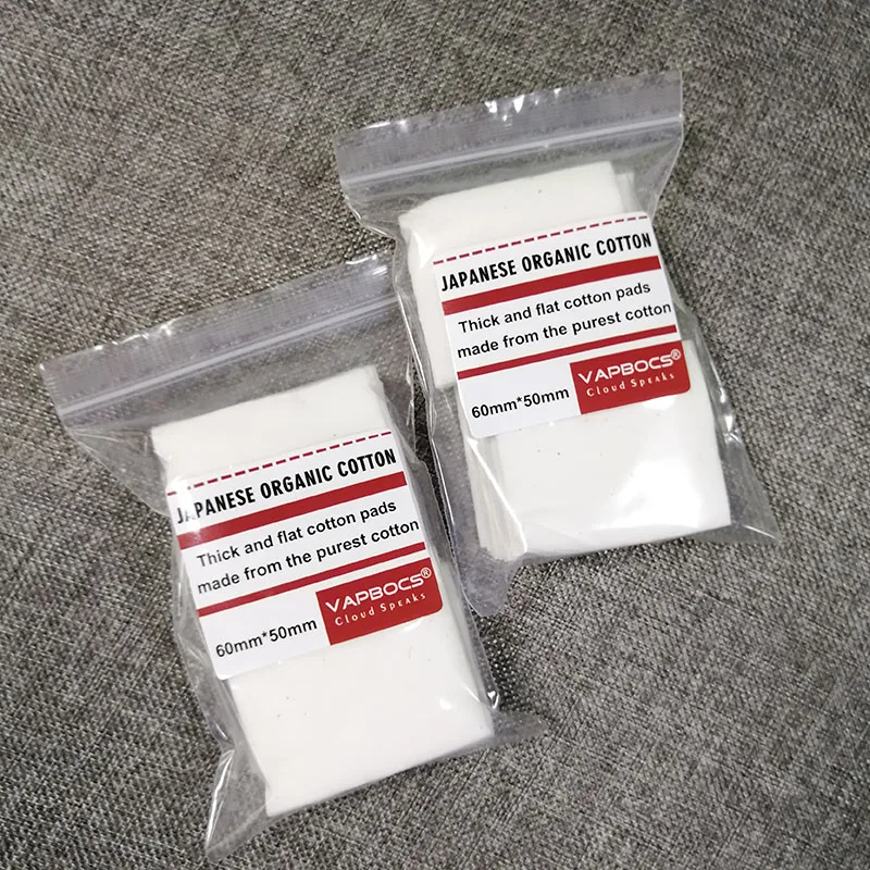 

20pcs/bag 100% Japanese Pure Organic Cotton Wicks Cotton Fabric Japan Pads for DIY Electronic Cigrette RDA RBA Atomizer Vape