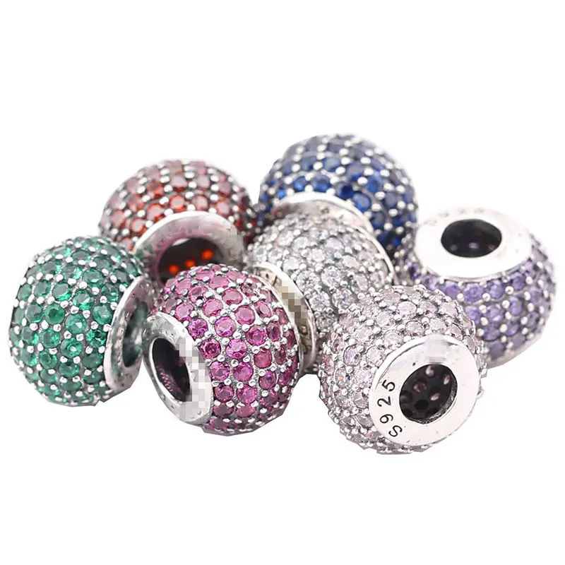 DIY Round Flat Beads Fit for Pandora Bracelet Women Jewelry Making Red