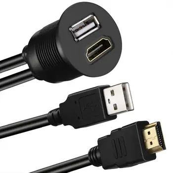 

HDMI to HDMI + AUX Extension Dash Panel Waterproof Car Flush Mount Cable For Car Boat and Motorcycle