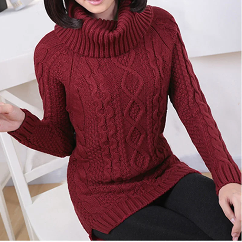 Yichaoyiliang Winter Wine Red Thickened WarmTurtleneck Pullovers