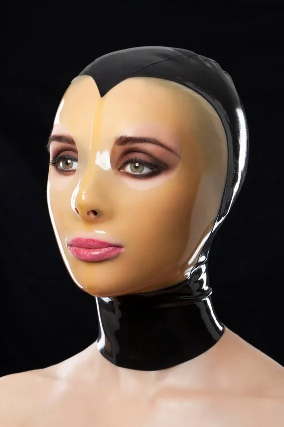 

(LH8105)Latex mask with transparent face Latex Fetish Hoods Back Zipped