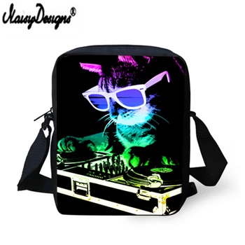 

NOISYDESIGNS Cute Cartoon Music Cat Printing DIY Crossbody Bag Fashion Children's men Messenger Bag High Quality Bolsas