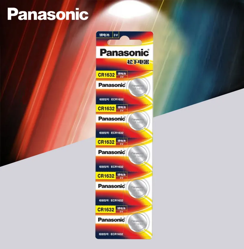 

5pcs Panasonic cr1632 button cell coin battery 3v watch remote control car keys DL1632 ECR1632 GPCE1632 lithium battery