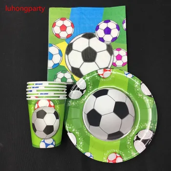 

Football theme 20pcs paper cups+ 20pcs plates+20pcs Napkins for Children Kids Birthday Party Decoration