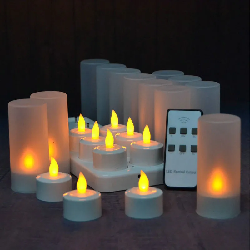 12pcs/Set Unscented LED candle Remote controlled frosted Rechargeable