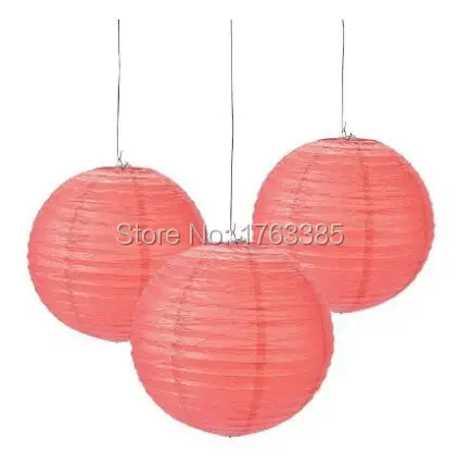 

Coral Hanging Paper Lantern Lampshades Wedding Birthday Party Decoration (6-Count 8")