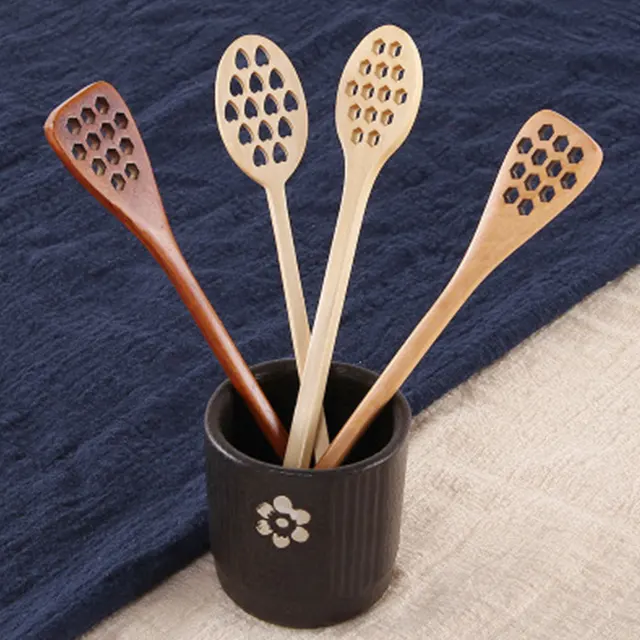 Cheap Creative Wooden Coffee Honey Mixer Scoop Milk Mini Handle Stirrer Spoons Scoop Tableware Kitchenware Stirring Stick