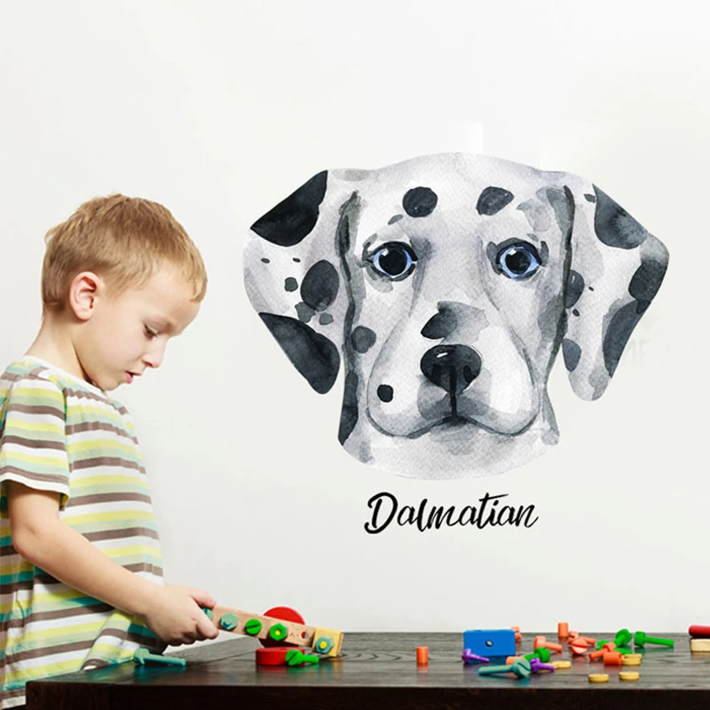 Dog wall sticker Dalmatian Watercolor Black and white animal painting