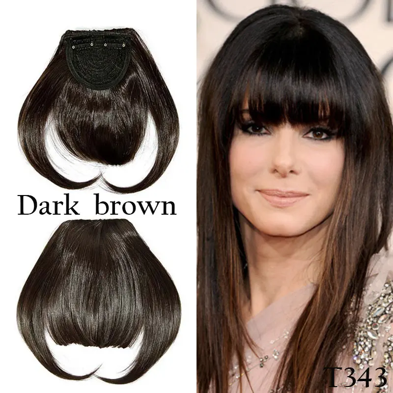 Short Front Neat Bangs Clip In Bang Fringe Hair Extensions