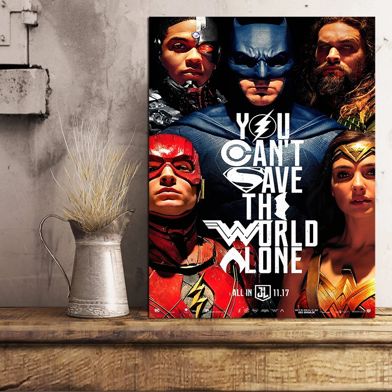 Бэтмен Аквамен флэш чудо женщина Cybory DC Marvel кино плакаты постеры Холст