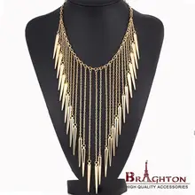 2014 New Jewelry European Style Vintage Trench Fashion Necklace Rivet Long Tassel Collar Punk Accessories Women Free shipping