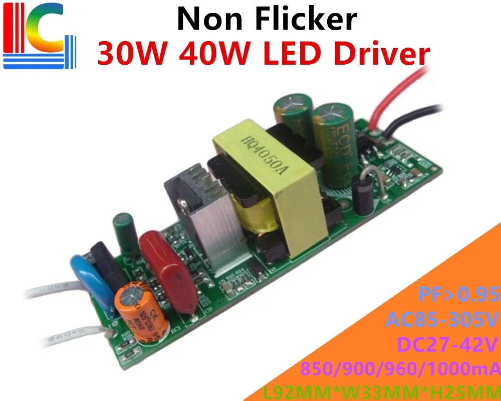 

30W 36W 40W Lighting Transformer DC27-42V LED Driver Non Flicker Power Supply 850mA 900mA 960mA 1000mA for LED lamp 50PCS/Lot
