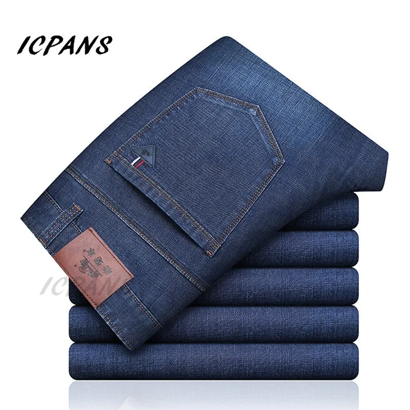 

ICPANS Denim Jeans Men Stretch Clasic Basic Black Mens Jeans Regular Fit Casual Pants Male Jeans homme 2019 Autumn Big Sizes 42