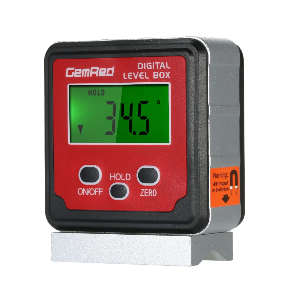 

GemRed Measuring Tool Level Box Angle Gauge Digital Angle Finder Inclinometer Level Gauge Magnetic Base