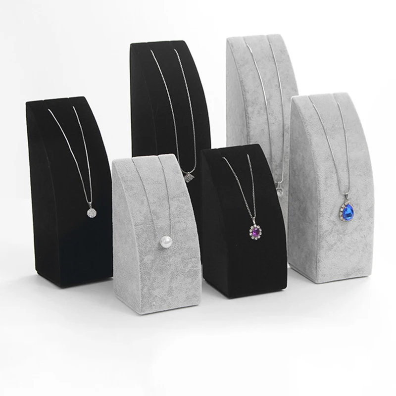  Velvet Jewelry Necklace Pendant Bracelet Earring Display Holder Stand Rack Show Case Black/Gray Col