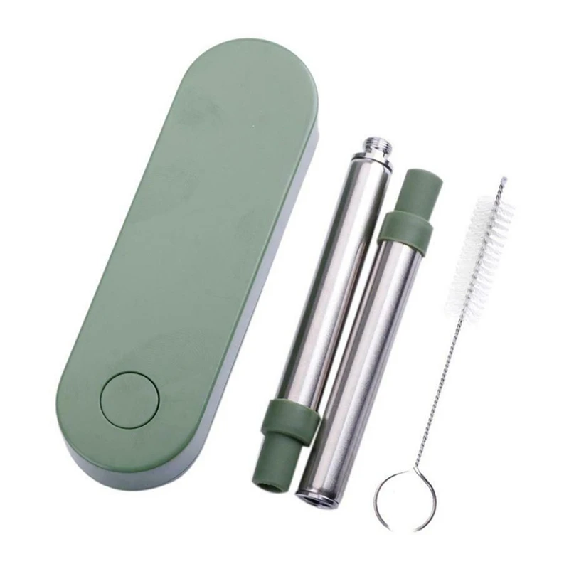 

Stainless Steel Drinking Straws Telescopic Metal Straw With Brush Portable Storage Box Outdoor Reusable Straws