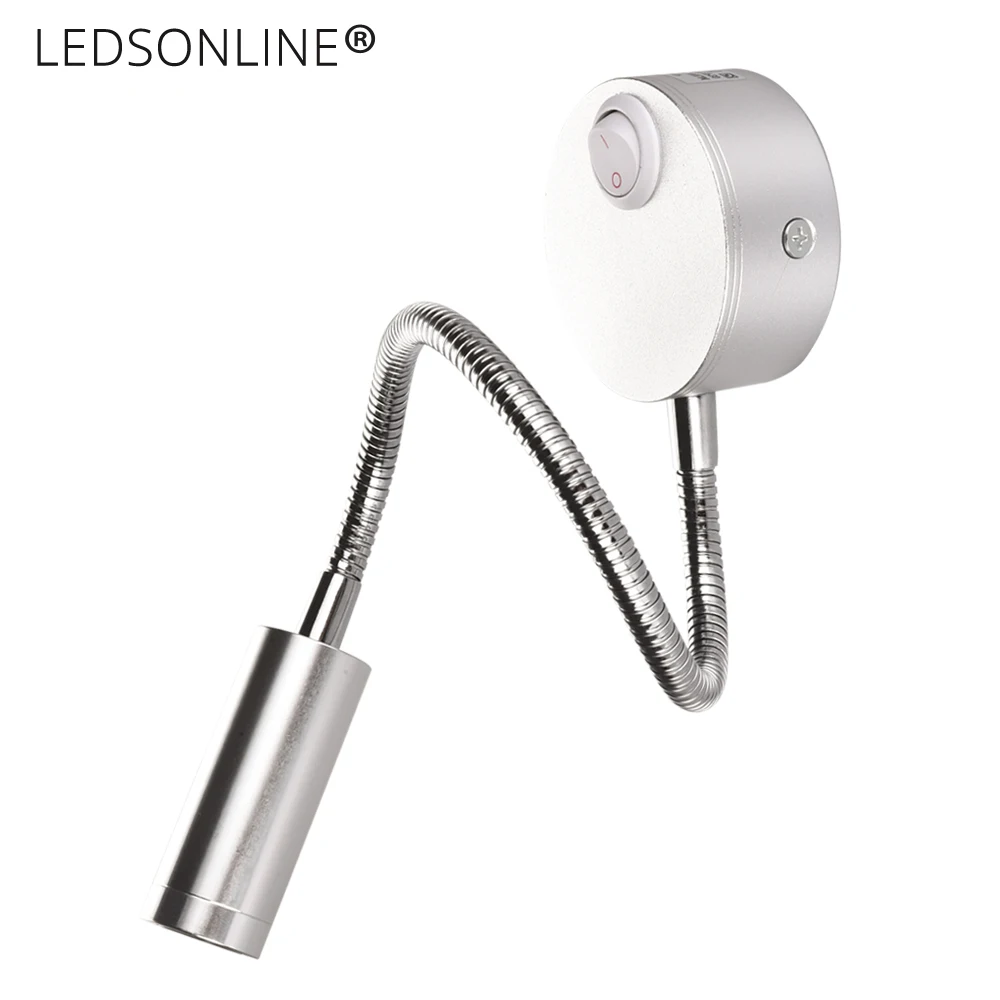 

Hot 3W LED Wall Lamps Children Reading Lamp Bedside Lighting AC90-260V Aluminum 360 Degree Rotating + switch and EU US Plug