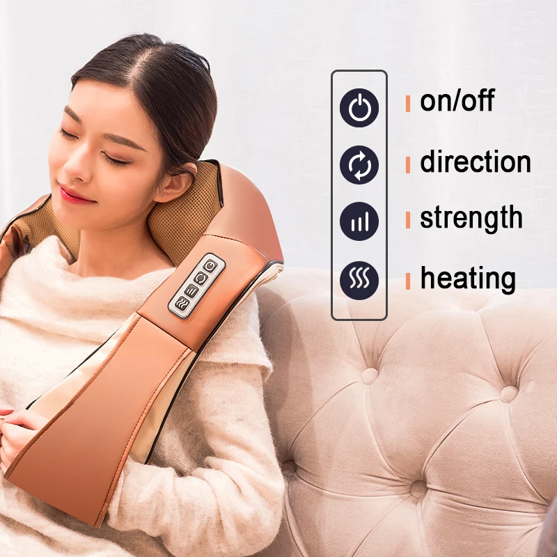 LaGuerir Home Car U Shape Electrical Shiatsu Back Neck Shoulder Body Massager Infrared Heated Kneading Car/Home Massagem