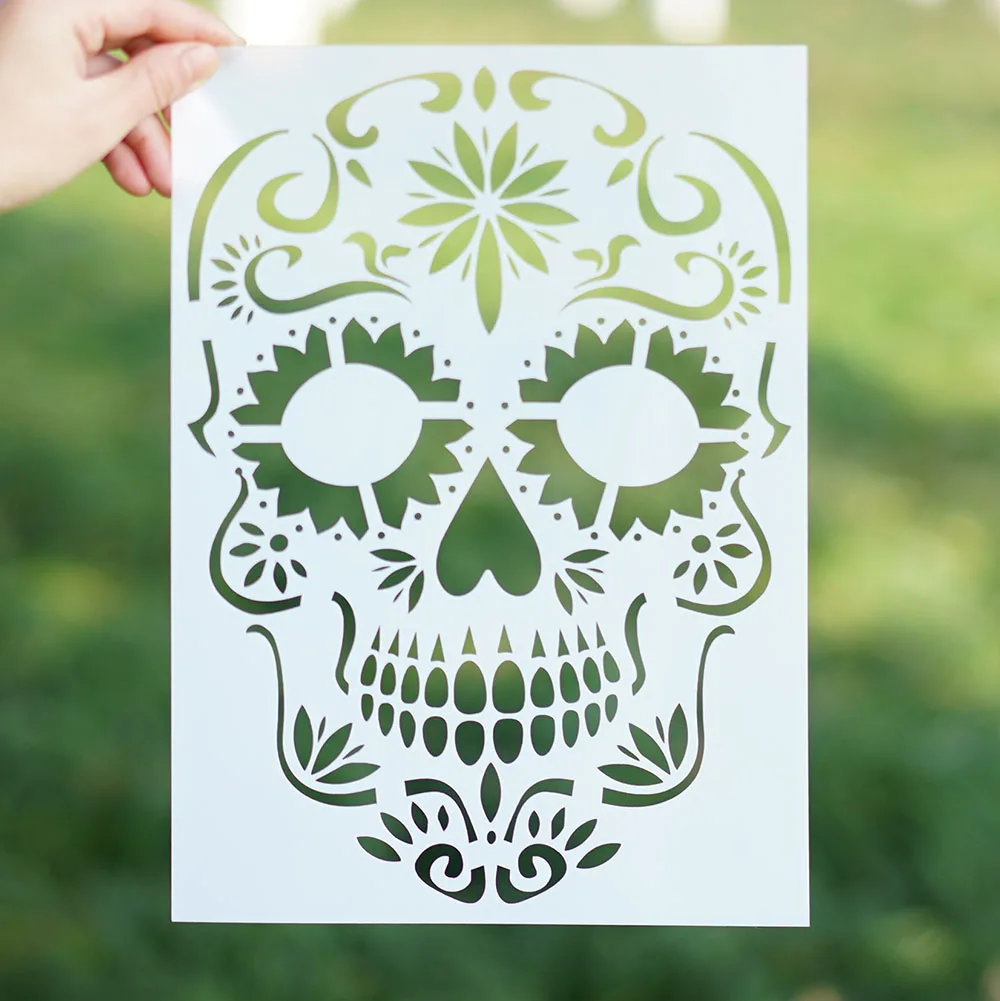 

A4 A3 A2 Skull Stencil for Scrapbooking Painting album Paper Card Making Craft Decorative Embossing Template