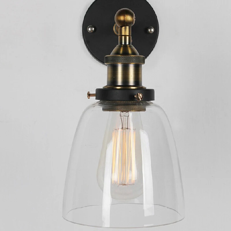 Чердачный Ретро настенный светильник овальный прозрачный стеклянный дизайнерский настенный светильник винтажный промышленный домашний настенный светильник металлическая основа
