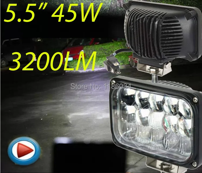 

Free ship!7inch 45W 10~30V LED working light,1pcs/set,Black color,3200LM,6500K,Bulldozer,Crane,4x4 SUV ATV,Motorcycle light