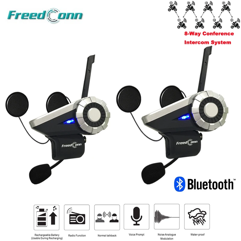 

2pcs/Lot Motorcycle Bluetooth Headset Motor Bike Racing Intercom Waterproof Interphone Multi-Functional Intercomunicador T-Rex
