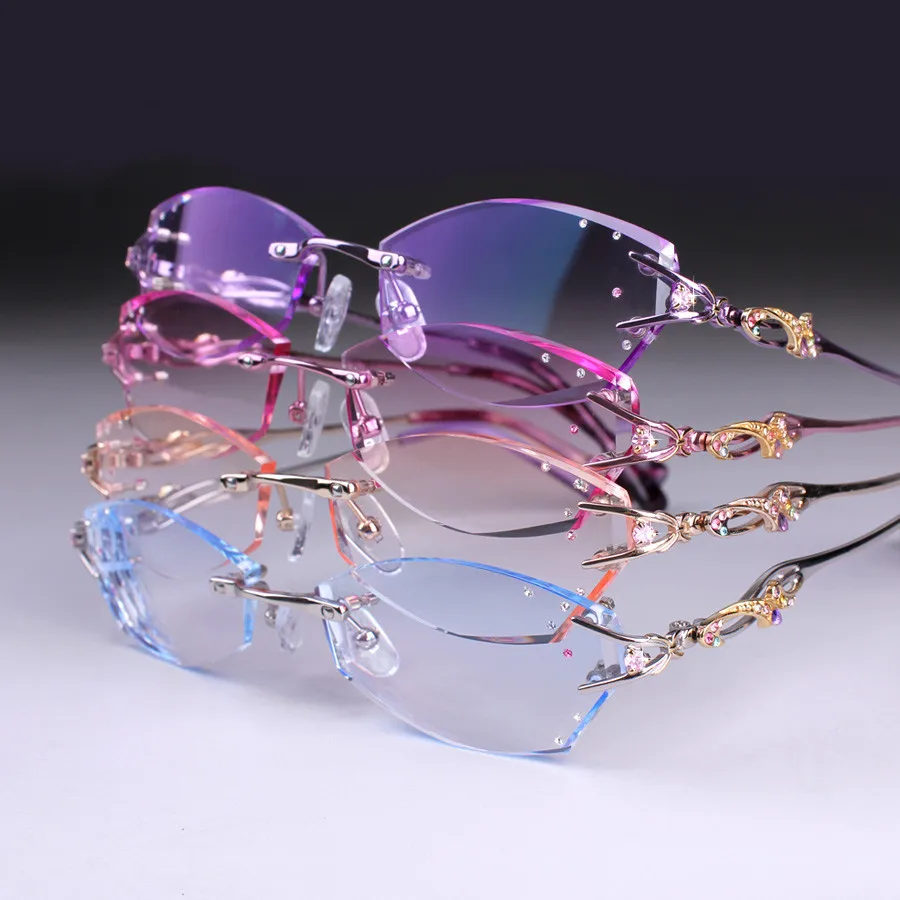 

High Quality Prescription glasses Women Rimless Eye Customized Myopia hyperopia Progressive Multifocal Optical