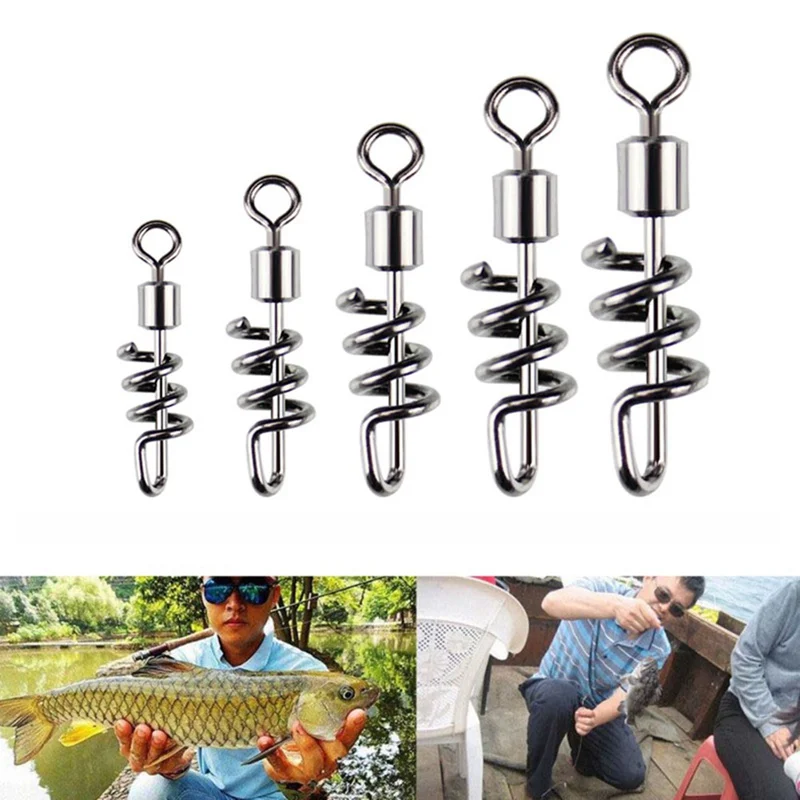 

Fishing Hooks (Swivels) With Screwed Snap Quick Connector Copper Stainless Steel 8 Shaped Solid Ring Accessories 20pcs/set