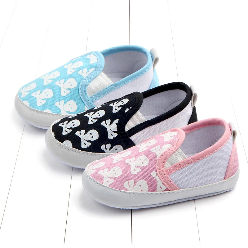 

2019 Spring New Baby Fashion Shoes Boys Girls Cartoon Skull Soft Sole First Walkers 0-18M Infants Kids Newborn Anti-Slip Shoes