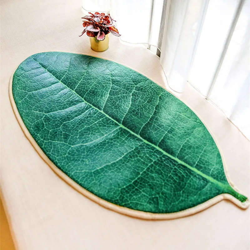 95x45cm/130x70cm creative large green leaf printed mat carpet anti slip