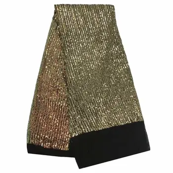 

High quality african Elastic sequin lace fabric unique flexible sewed African sequins lace fabric for attractive party dress 5ya