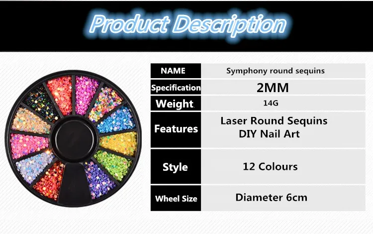 1 коробка 2 мм смешанные цвета 3D украшения для дизайна ногтей цветные круглые Блестки для лазерного маникюра колеса DIY маникюр Аксессуары для дизайна ногтей