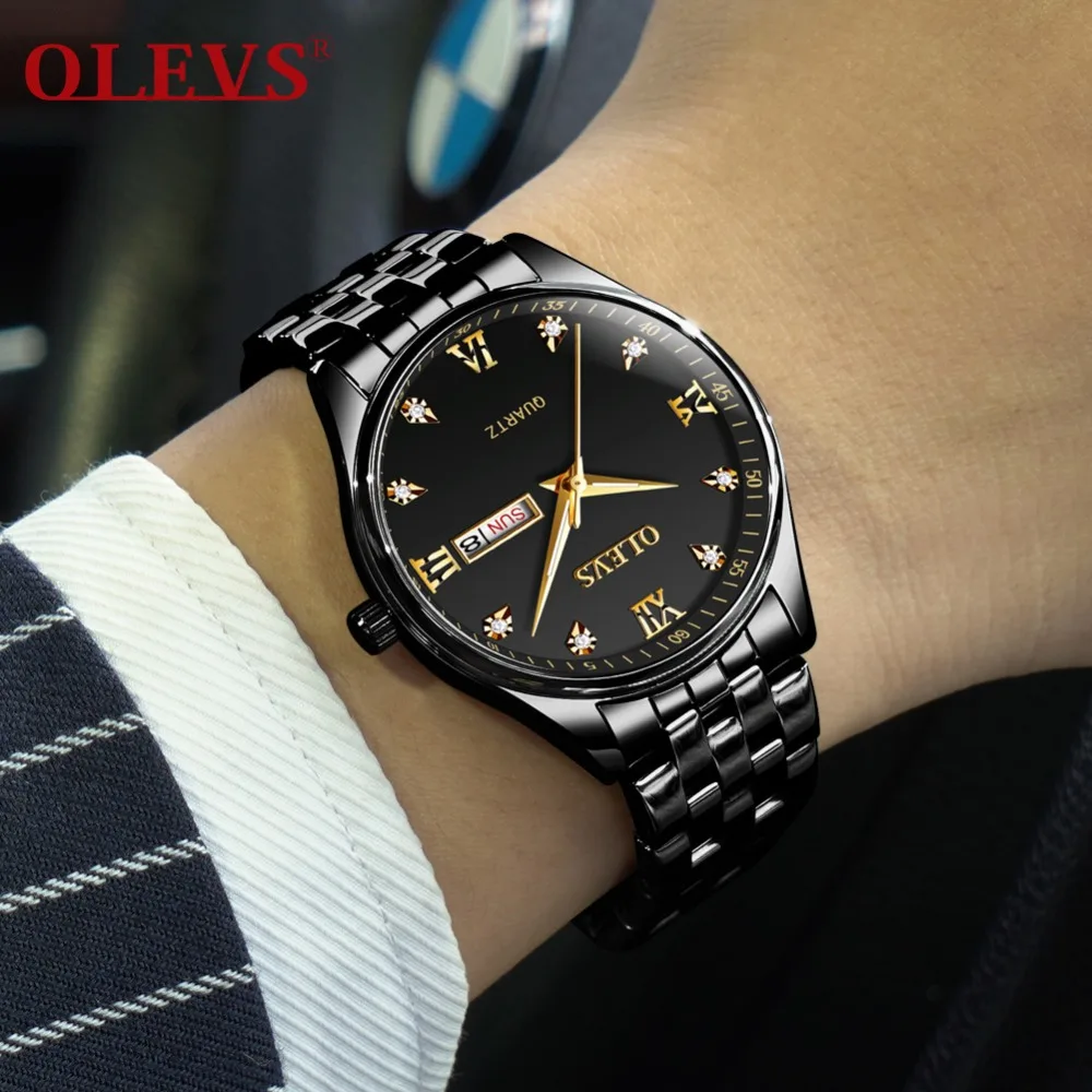 OLEVS мужские часы лучший бренд роскошные relogio Quarz mala для влюбленных нержавеющая