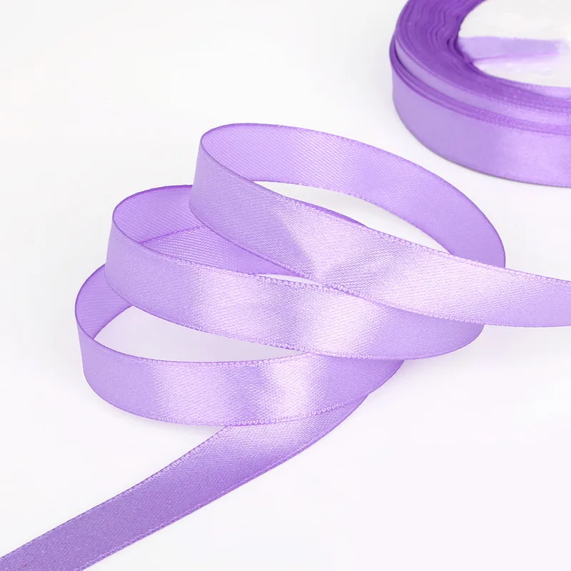 25 ярдов/партия, 13 мм, широкая атласная лента для рукоделия, бант, украшение для свадебной вечеринки, подарочные упаковочные принадлежности для скрапбукинга - Цвет: Light purple
