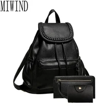 Women black leather backpack female fashion office bag ladies Bagpack Bags Girls Casual Travel Bag back pack T339