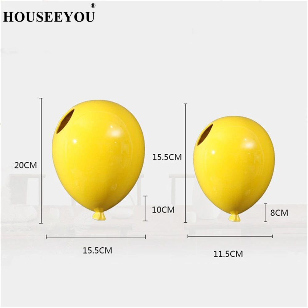Creative Colorful Ceramic Balloon Wall Hanging Flower Pot Flowerpot Children Kids Room Flower Vase Home Office Wall Decoration 6