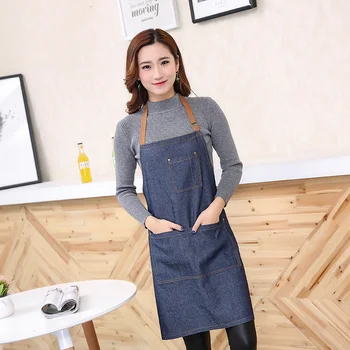 

Adjustable Antifouling Bib For Cooking Kitchen Gadgets Vintage Denim Apron Korea Style Sleeveless Home Cleaning Aprons 35