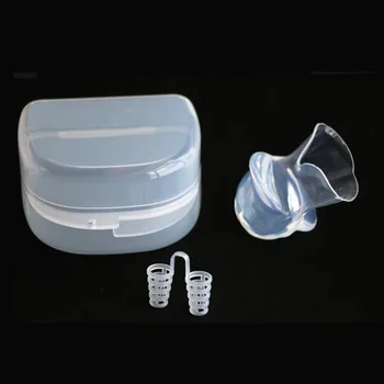 

2 pcs Stop Snoring Device 1Silicone Anti Snore Tongue Retainer Snoring Mouthpiece+1 Anti Snoring Nose Vent Anti Apnea Aid