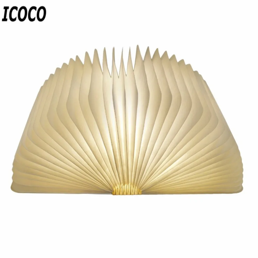 Innovative LED Foldable Wooden Book Shape Desk Lamp 5V 1000mA USB Rechargeable Folding Book Reading Light