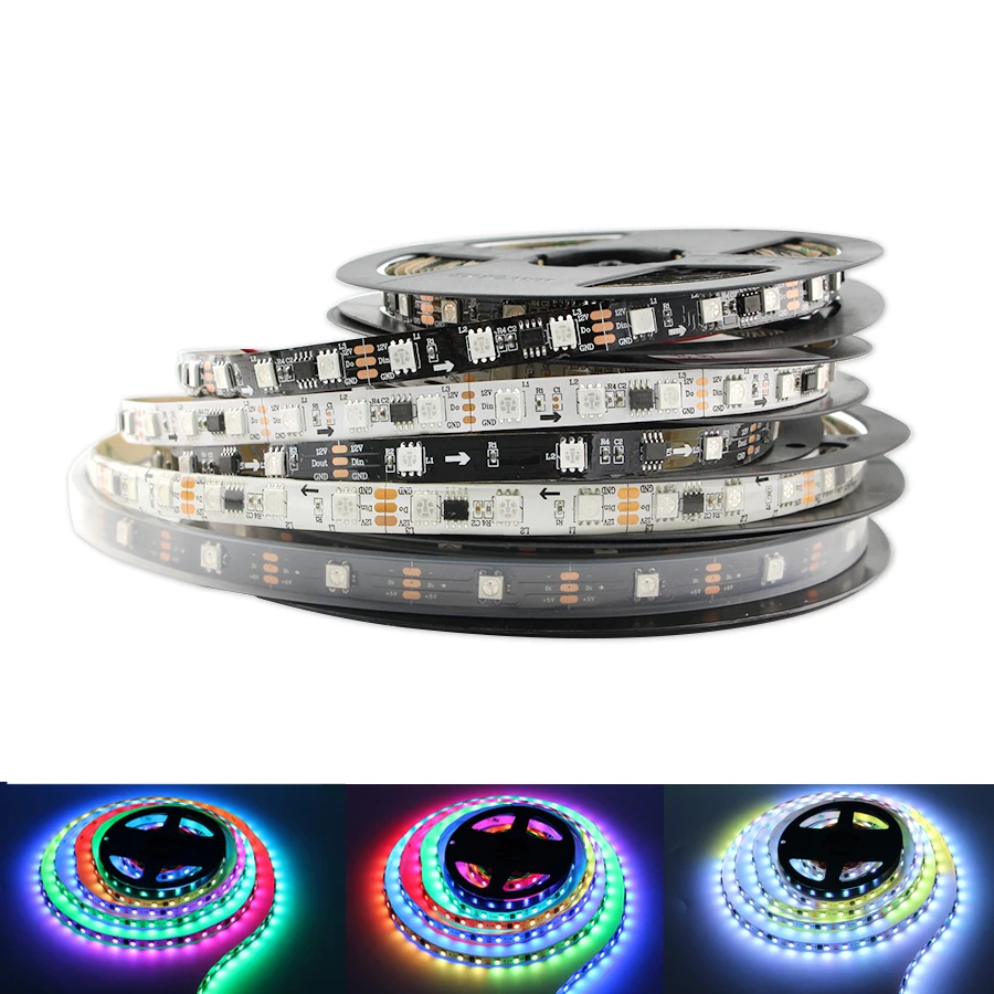 Водонепроницаемая светодиодная лента RGB ws2811 ws2812 5 м 12 В 5050 Светодиодная в 30/60/144
