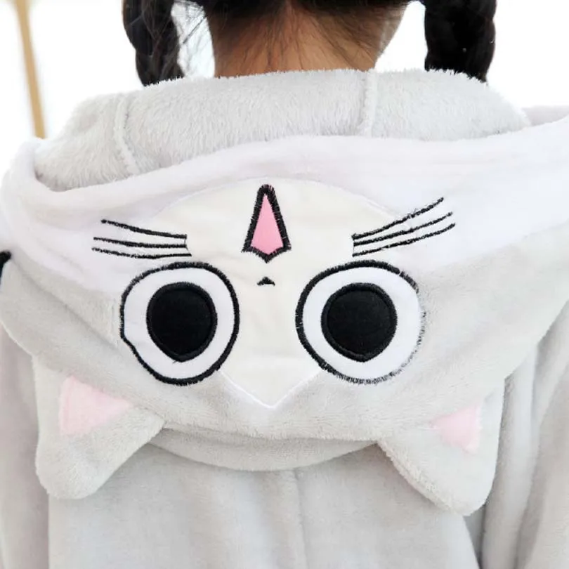 Cat Doraemon Flannel Pajama Overalls Jumpsuit Kids Children Chinese Cat Cosplay Costume Kigurumi Blanket Sleepers Hips Zipper