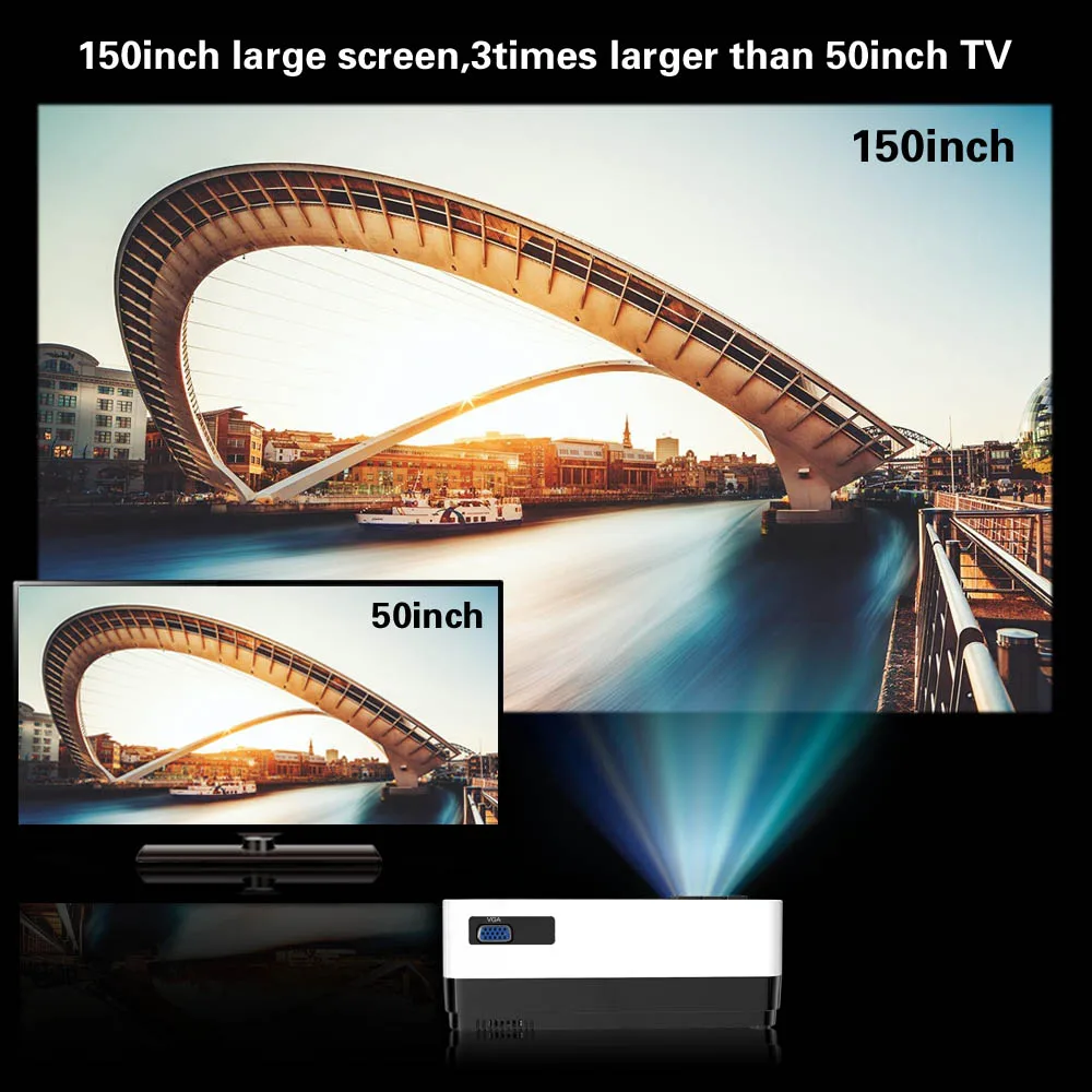 CRENOVA 2019 más nuevo Led proyector HD 1280*728 Android 6,1 OS 4300 lúmenes de cine en casa película proyector con WIFI Bluetooth - 5